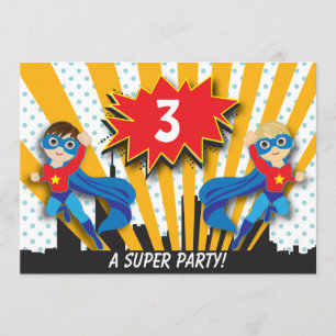 Invitación Muchachos Brown del cumpleaños el   del super
