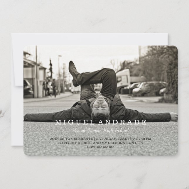 Invitación Muchachos de la fiesta de graduación de la foto de (Anverso)