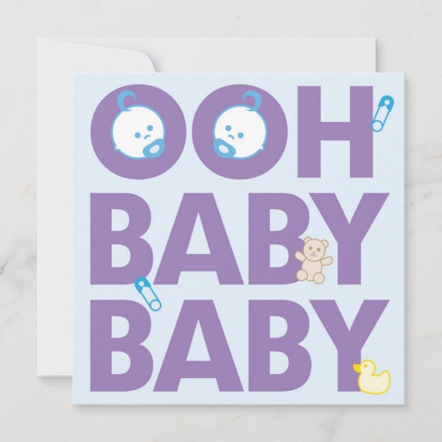 Invitación Muchachos gemelos Baby Shower (Anverso)