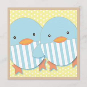 Invitación Muchachos gemelos Ducky azules Baby Shower