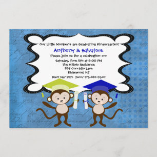 Invitación Muchachos gemelos Monkeying alrededor la