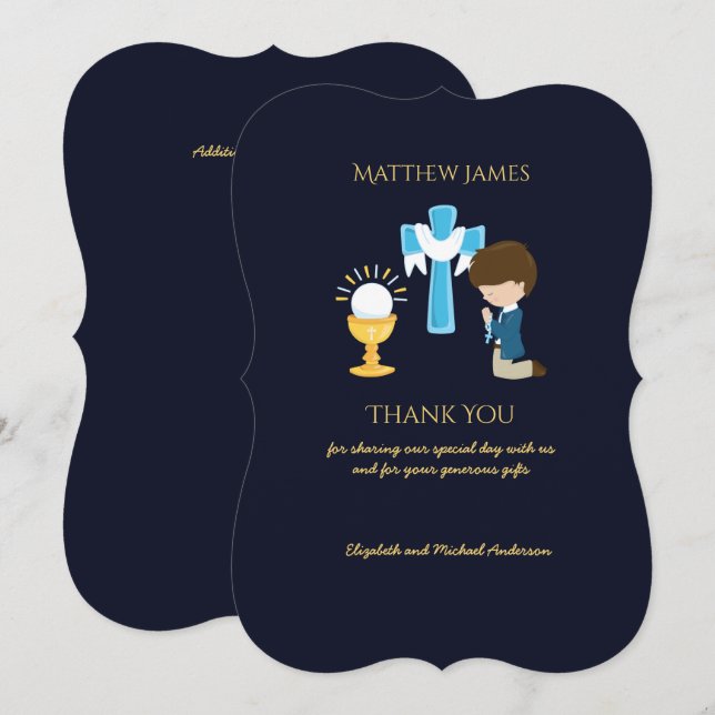 Invitación Muchachos, primera comunión sagrada (Anverso / Reverso)