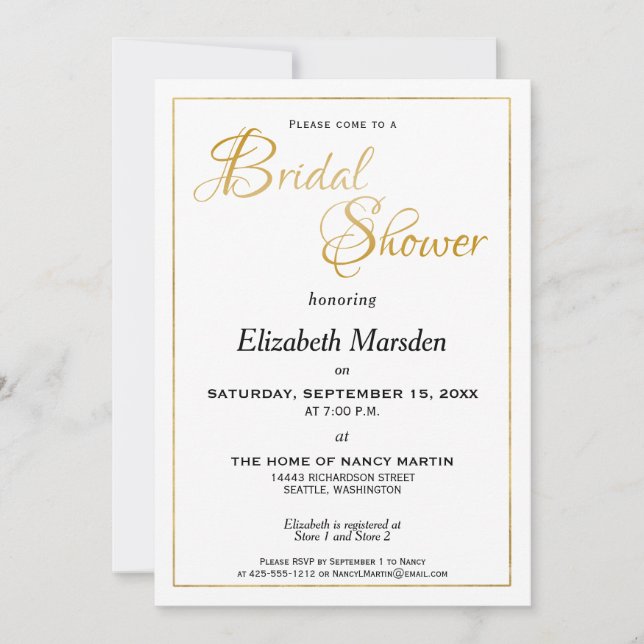 Invitación Muchas aguas Sagradas Escritura Elegante Dorada Du (Anverso)