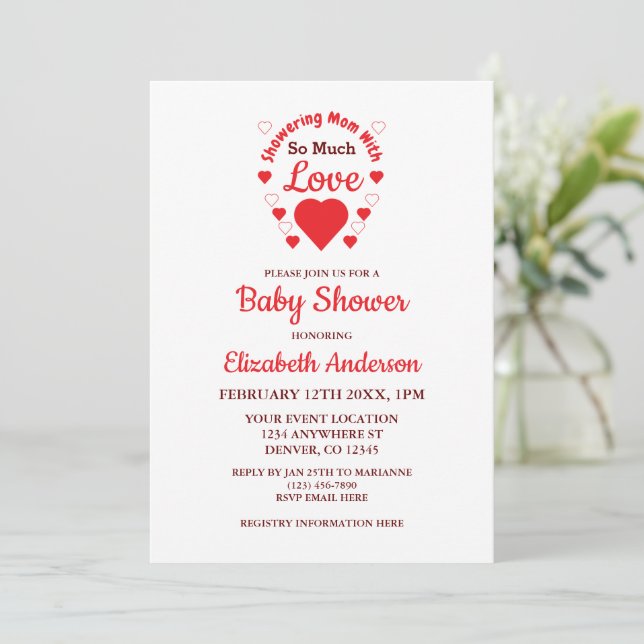 Invitación Mucho amor Baby Shower (Anverso de pie)