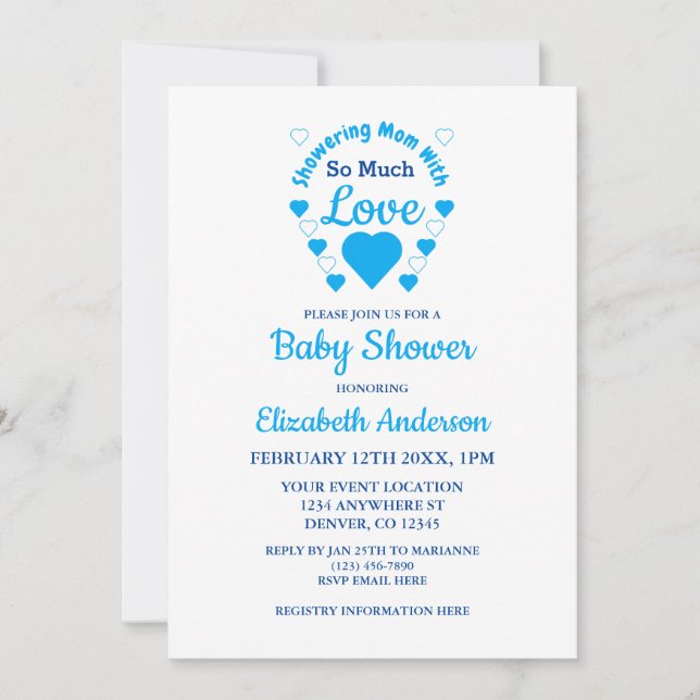 Invitación Mucho amor Baby Shower (Anverso)