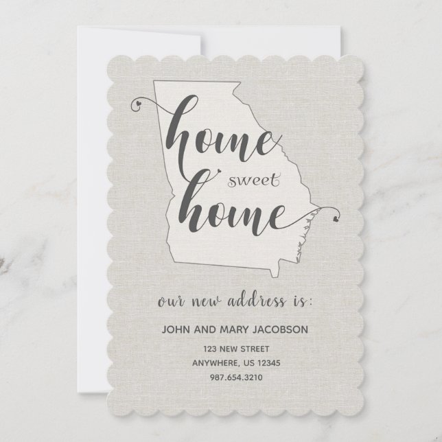 Invitación Mudándose a Georgia Nueva dirección a casa dulce h (Anverso)