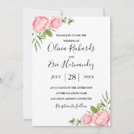 Invitación Muelle de acuarela floral / boda rosa de verano