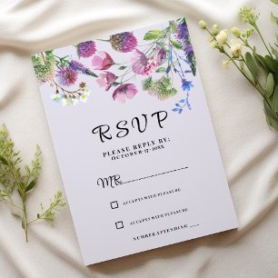Invitación Muelle de flores silvestres moradas de lavanda RSV