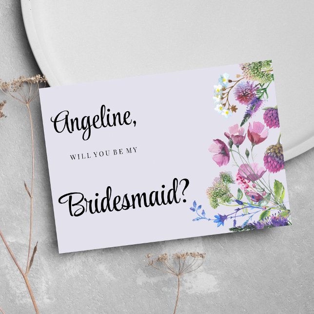 Invitación Muelle de flores silvestres moradas de Lavender (Lavender purple wildflower spring Bridesmaid)