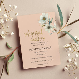 Invitación Muelle floral de menta blanca de color rosa Ensayo
