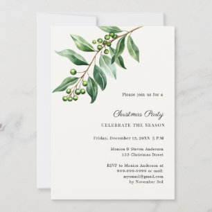 Invitación Muérdago verde marfil Fiesta de Navidad