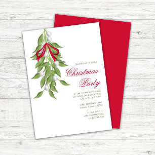 Invitación Muérdago Verde Partido de Navidad Elegante