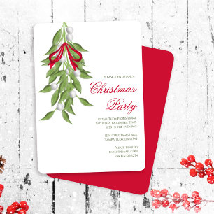 Invitación Muérdago Verde Personalizado Fiesta de Navidad Ele