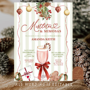 Invitación Muérdago y Mimosas Navideños Peculiares 