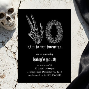 Invitación Muerte a mi esqueleto de juventud Funeral 30 cumpl