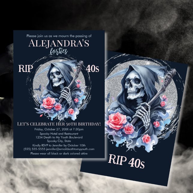 Invitación Muerte a mi juventud asombrada fiesta de cumpleaño (Subido por el creador)