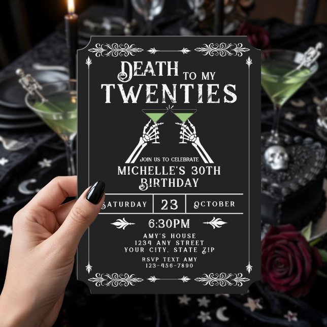 Invitación Muerte a mis 20 Trendy Gótico Cumpleaños 30 (Subido por el creador)