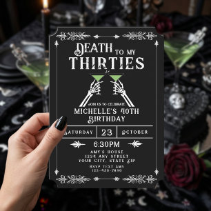 Invitación Muerte a mis 30, Moda Gótica Cumpleaños 40