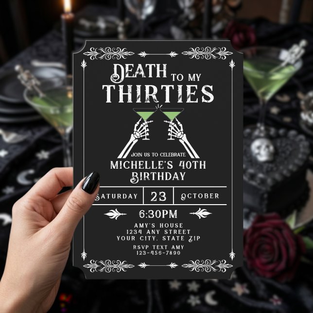 Invitación Muerte a mis 30, Moda Gótica Cumpleaños 40 (Subido por el creador)