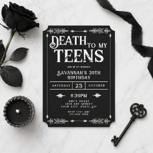 Invitación Muerte a mis Adolescentes Cumpleaños Gótico Tenden