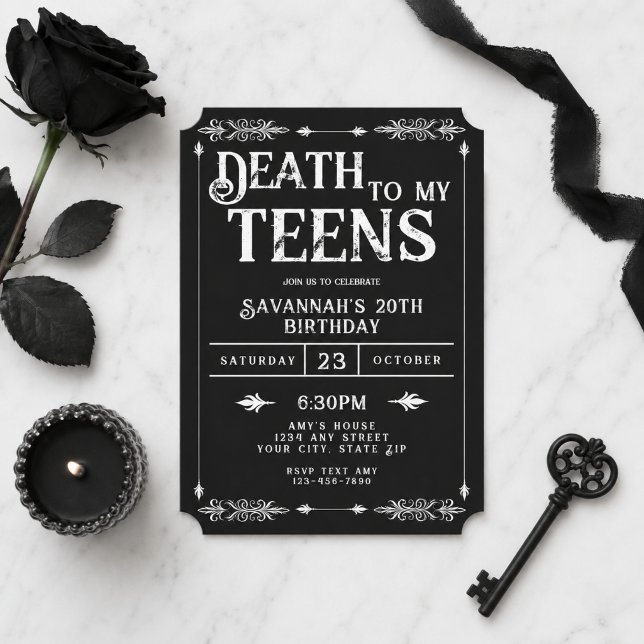 Invitación Muerte a mis Adolescentes Cumpleaños Gótico Tenden (Subido por el creador)
