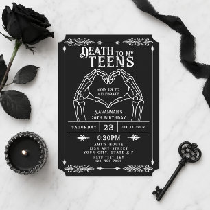 Invitación Muerte a mis adolescentes Tendencia gótica Cumplea