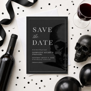 Invitación Muerte a tu fiesta de los 20 años, guarda la fecha