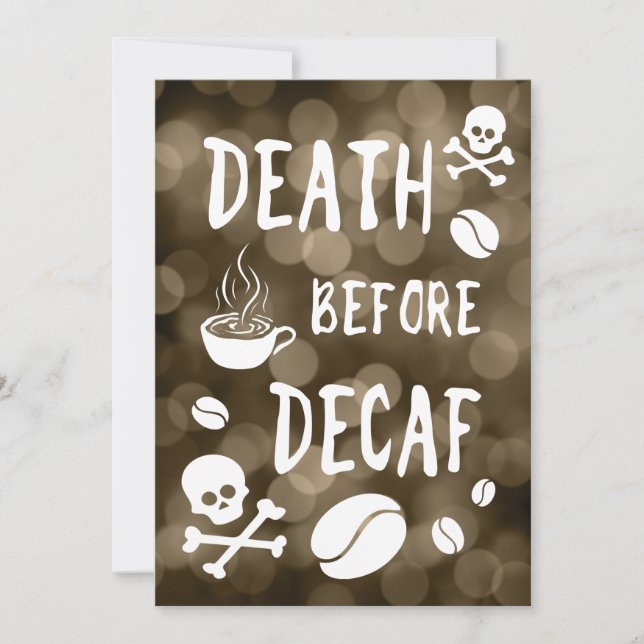 Invitación muerte antes de decaf bokeh (Anverso)
