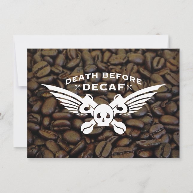 Invitación muerte antes de los granos de café decaf (Anverso)