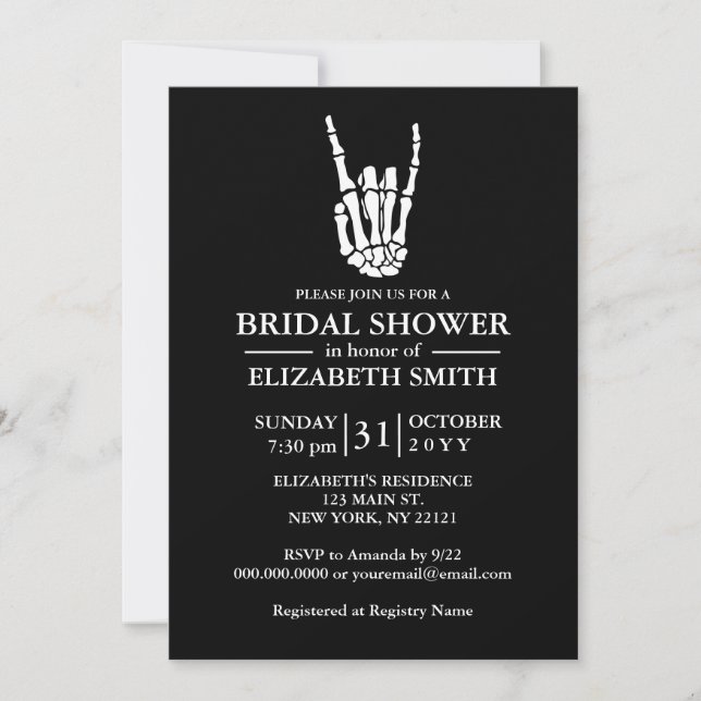 Invitación Muerte bíblica gótica nos hace Fiesta ducha de nov (Anverso)