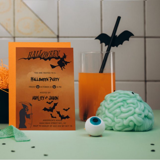 Invitación Muerte de la fiesta de Halloween de miedo para adu (Subido por el creador)
