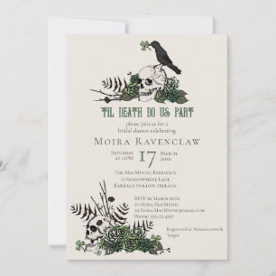 Invitación Muerte de la il Gótica Irlandés Floral Skull Brida