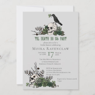 Invitación Muerte de la il Gótica Irlandés Floral Skull Brida