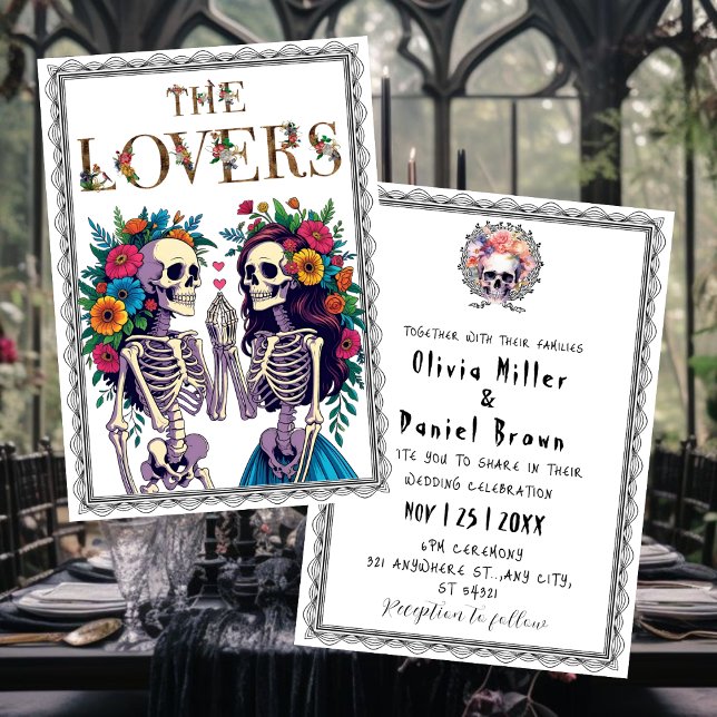 Invitación Muerte de la muerte gótica floral halloween Boda d (Subido por el creador)