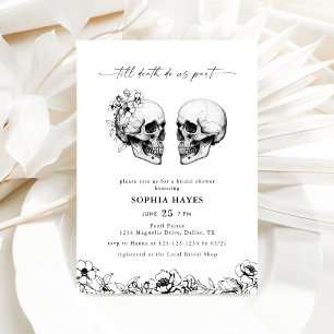 Invitación Muerte en la niebla gótica floral Skull negro duch