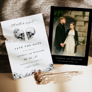 Invitación Muerte en la tierra Foto del cráneo gótico Boda fl