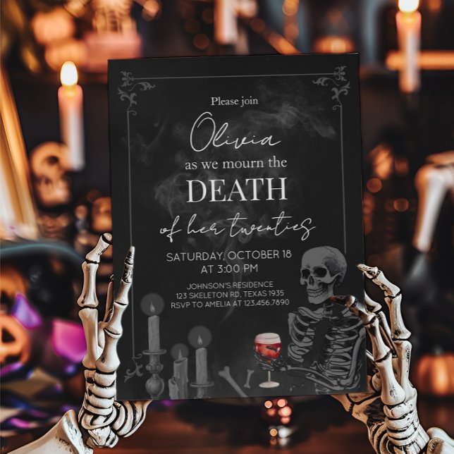 Invitación Muerte gótica por mi cumpleaños de 20 años (Death of my Twenties Birthday Party Invitation)