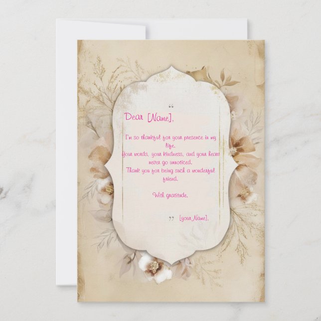 Invitación muestra de agradecimiento (Anverso)