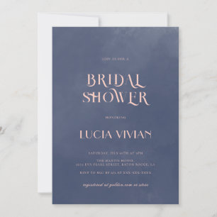 Invitación Muestra de ducha de novia azul de la Marina clásic