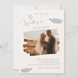 Invitación Muestra moderna deja a un Boda fotográfico perturb