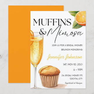 Invitación Muffins y Mimosa Naranja Bridal Shower Brunch