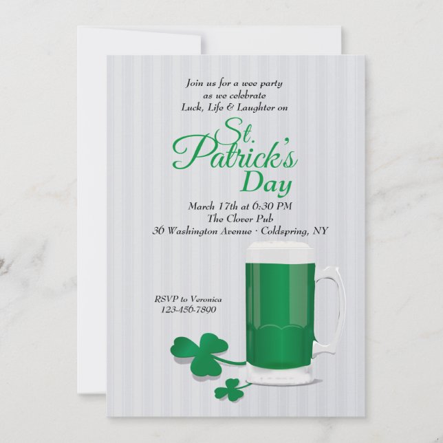 Invitación Mug de cerveza verde St. Patrick's Day Invitation (Anverso)