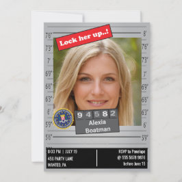 Invitación Mugshot Chiste de cumpleaños de la policía femenin