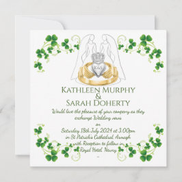 Invitación Mujer Anillo Claddagh Femenino y Tréboles