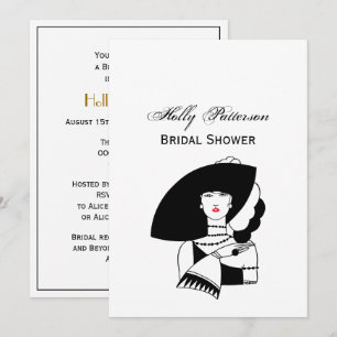 Invitación Mujer Art Déco con sombrero grande guantes RL