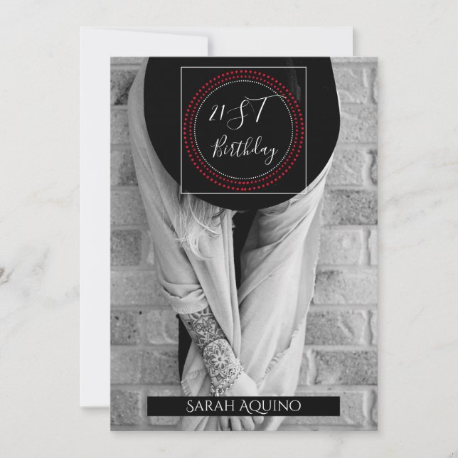 Invitación Mujer Bohemia En Gorra Con El Cumpleaños 21 De Tat (Anverso)