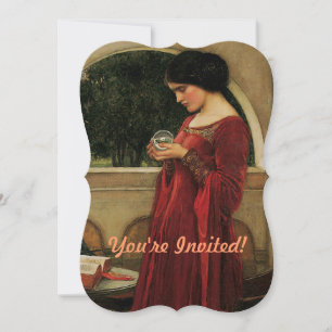 Invitación Mujer Bola de Cristal Pintura de Waterhouse