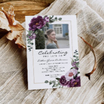 Mujer Celebración de la Vida con Foto Púrpura