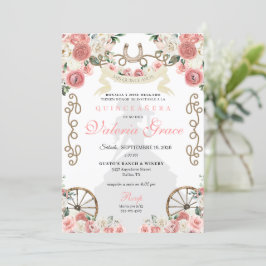 Invitación Mujer Charra Occidental Rosa Cowgirl Quinceañera