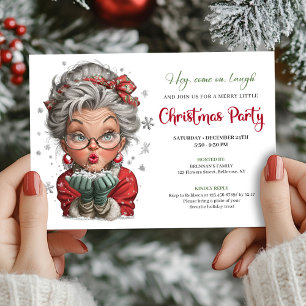 Invitación Mujer Clásica Divertida Cómic Estilo Humor Navidad